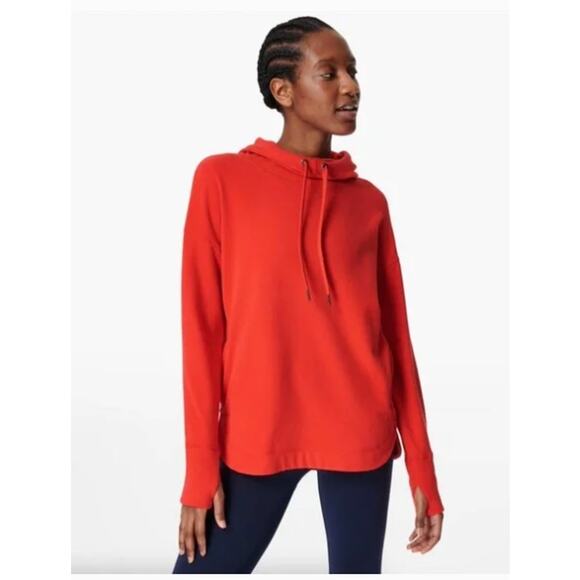 Sweaty Betty Small S Red Escape Luxe Fleece Hoodie Funnel Neck Sweatshirt - Picture 10 of 10